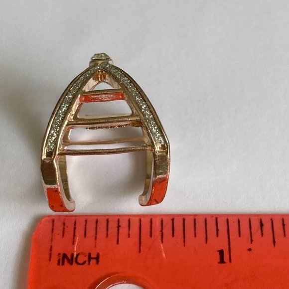 Rose Gold Cubic Zirconia Cocktail Ring Boho Art Deco Size 7 Plated Statement - Picture 10 of 11